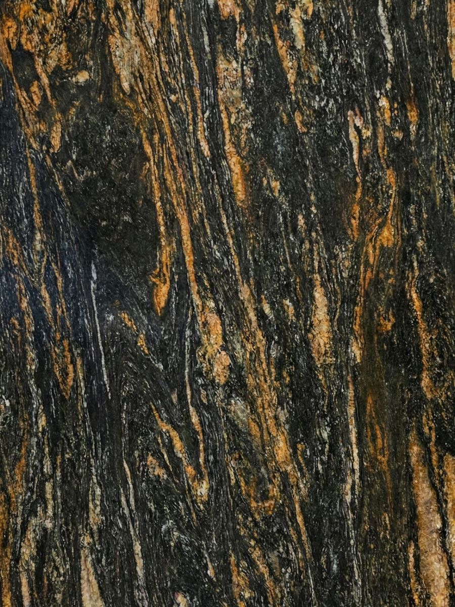 Muestra de granito Magma Black Gold